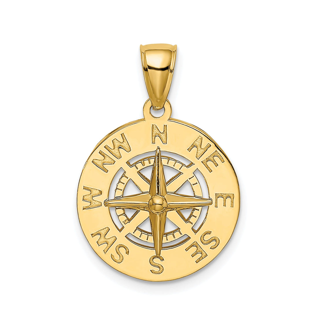 14K Yellow Gold Polished Finish Boating Nautical Compass Charm Pendant are Great Gift For Men