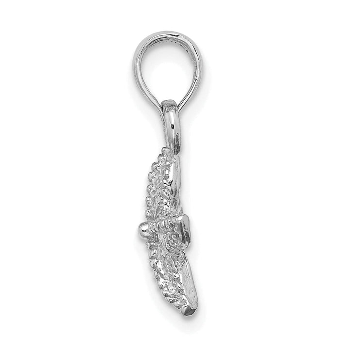 14K White Gold Solid Polished Textured Finish Open Back Starfish Charm Pendant