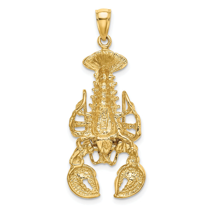 14K Yellow Gold Solid Polished Textured Finish Moveable Lobster Charm Pendant