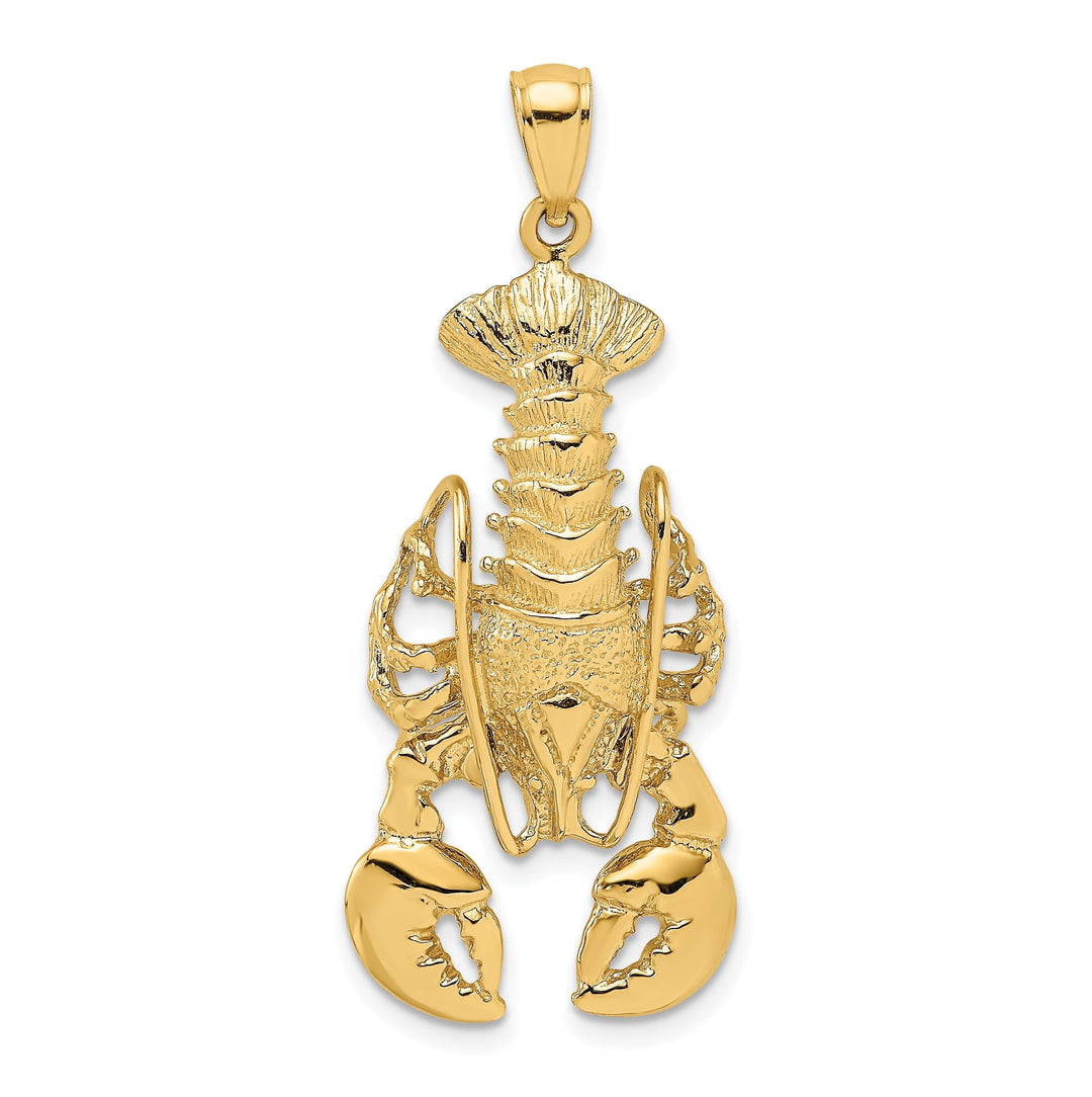 14K Yellow Gold Solid Polished Textured Finish Moveable Lobster Charm Pendant
