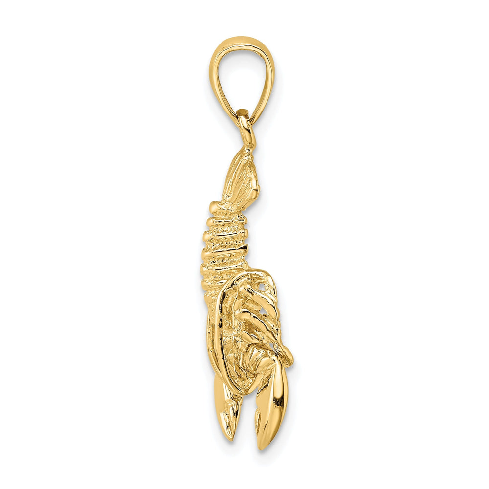 14K Yellow Gold Solid Polished Finish Open Back Moveable Lobster Charm Pendant