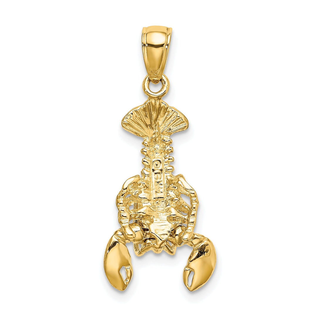 14K Yellow Gold Solid Polished Finish Open Back Moveable Lobster Charm Pendant