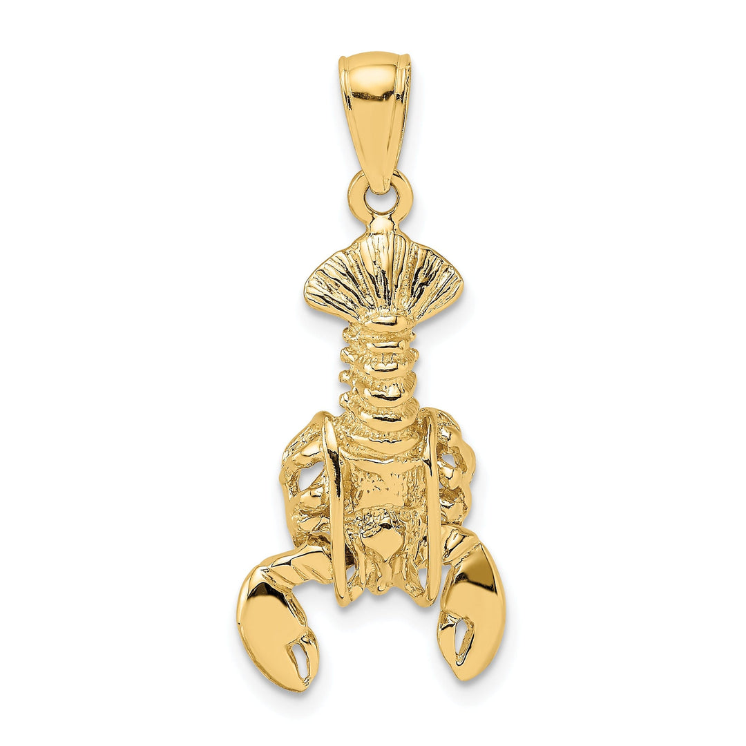 14K Yellow Gold Solid Polished Finish Open Back Moveable Lobster Charm Pendant
