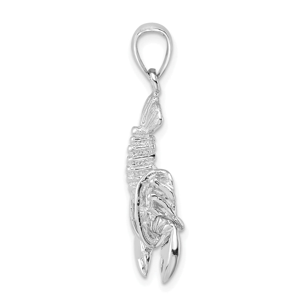 14K White Gold Solid Polished Finish Open Back Moveable Lobster Charm Pendant
