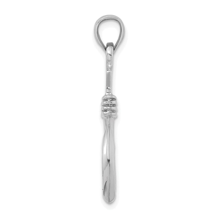 14K White Gold Polished Finish 3-Dimensional Large Fish Hook with Rope Design Charm Pendant