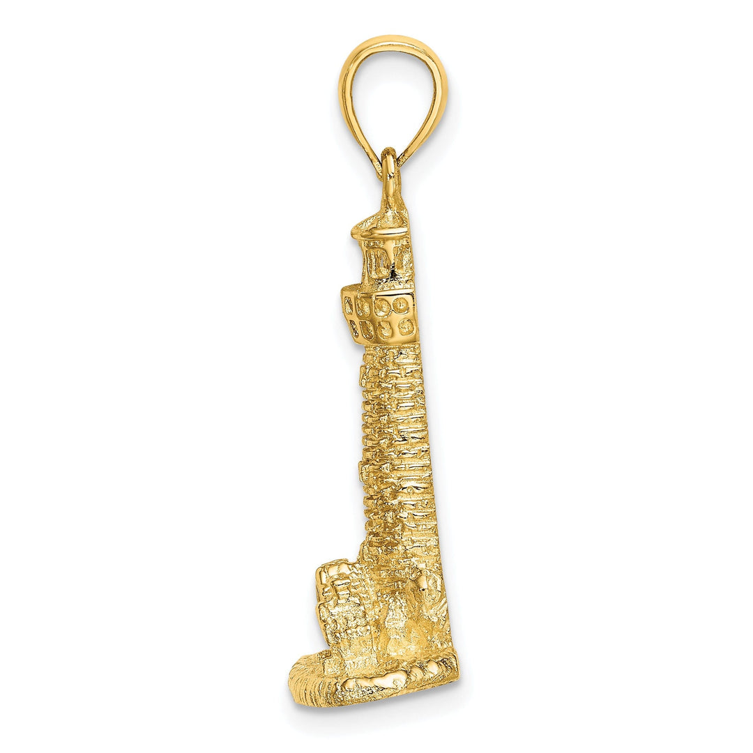 14K Yellow Gold Polished Finish 2-D Assateague Island Lighthouse, Va Charm