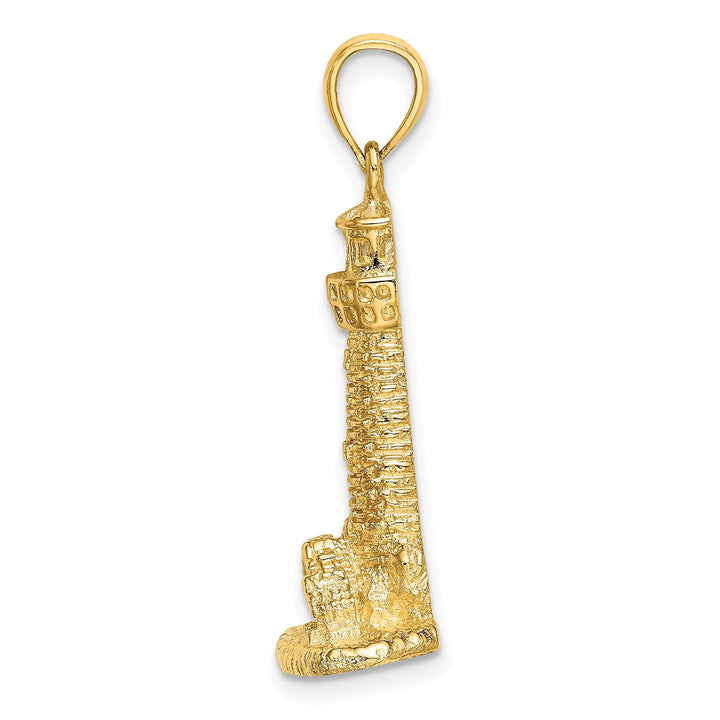 14K Yellow Gold Polished Finish 2-D Assateague Island Lighthouse, Va Charm