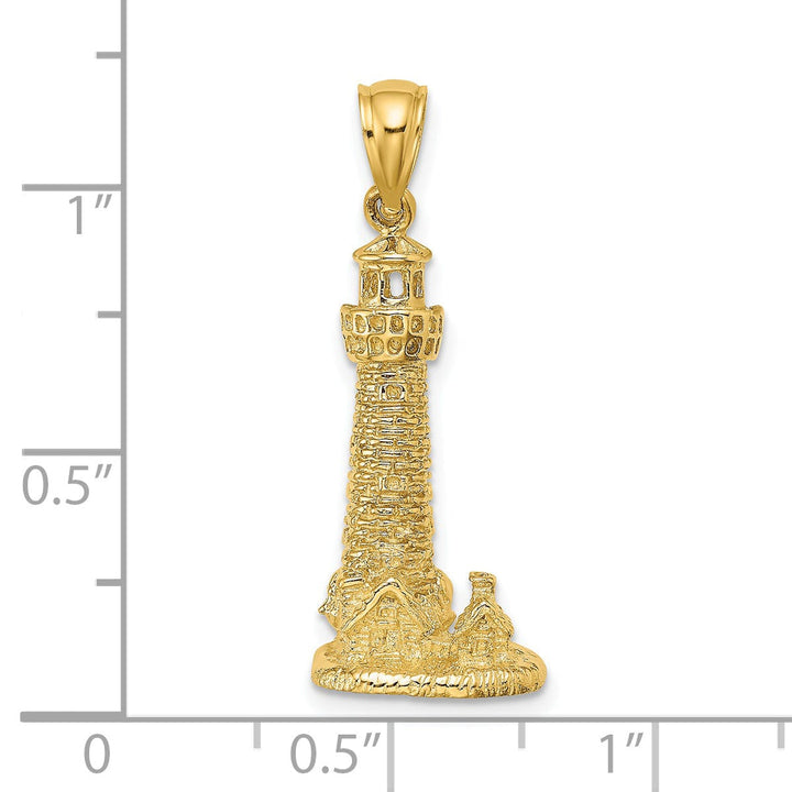 14K Yellow Gold Polished Finish 2-D Assateague Island Lighthouse, Va Charm