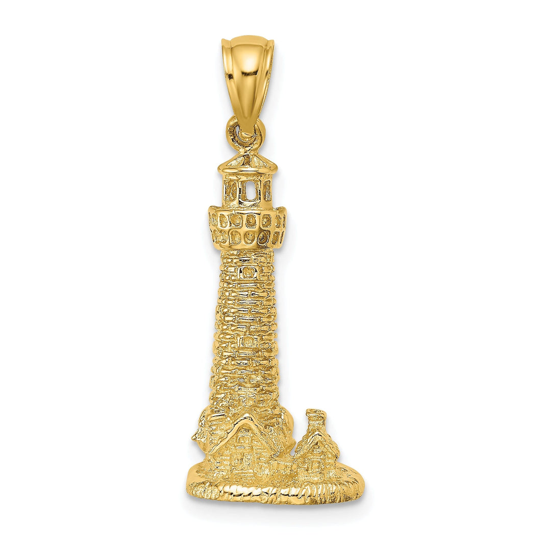 14K Yellow Gold Polished Finish 2-D Assateague Island Lighthouse, Va Charm