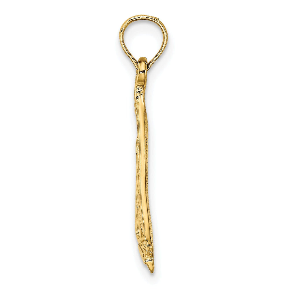 14K Yellow Gold Polished Texture Finished Sailboat Design Charm Pendant