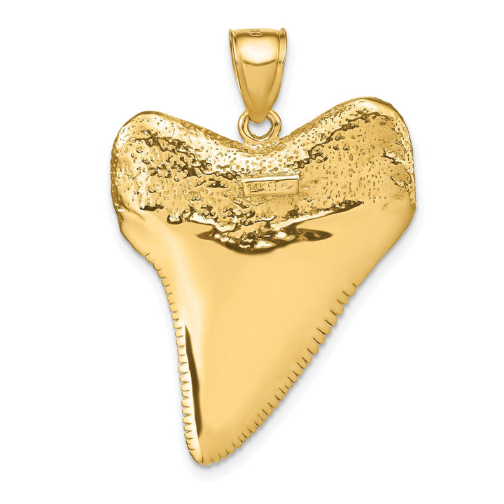 14K Yellow Gold Solid Polished Finish 3-Dimensional Shark Tooth Charm Pendant