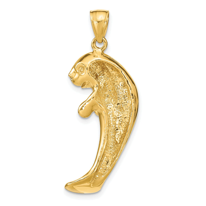 14K Yellow Gold Polished Finish 2-Dimensional Single Manatee Charm Pendant