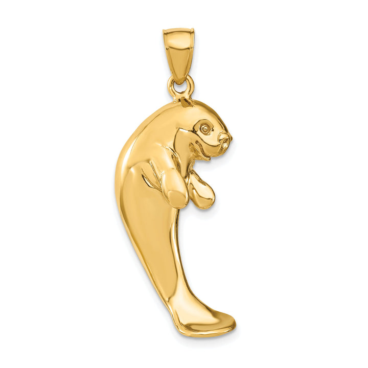 14K Yellow Gold Polished Finish 2-Dimensional Single Manatee Charm Pendant