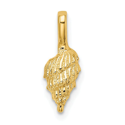 14K Yellow Gold Solid Open Back Polished Texture Finish Mini Conch Shell Charm Pendant at $ 42.02 only from Jewelryshopping.com