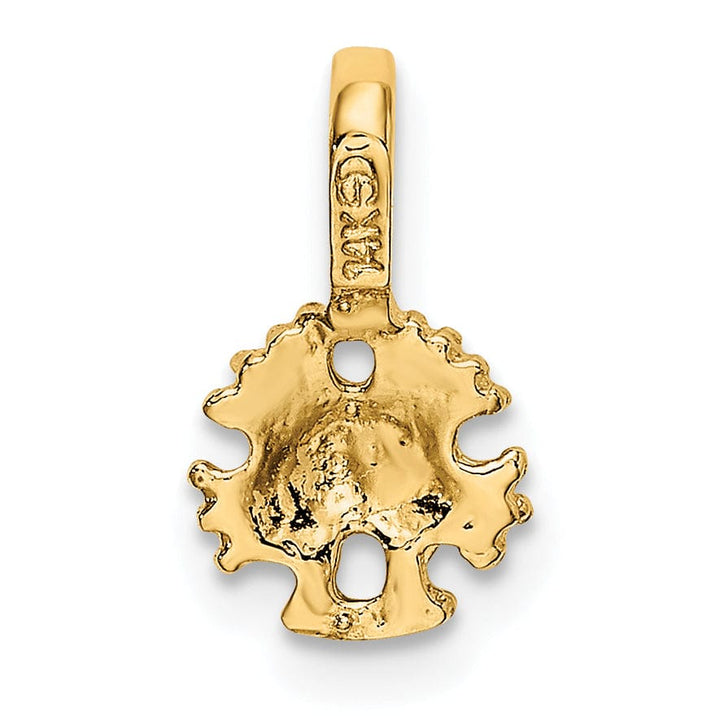 14K Yellow Gold Polished Textured Finish Mini Sea Sand Dollar with Fixed Bail Charm Pendant
