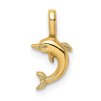 14k Yellow Gold Casted Solid Polished Finish Mini Jumping Dolphin with Fixed Bail Charm Pendant at $ 34.44 only from Jewelryshopping.com