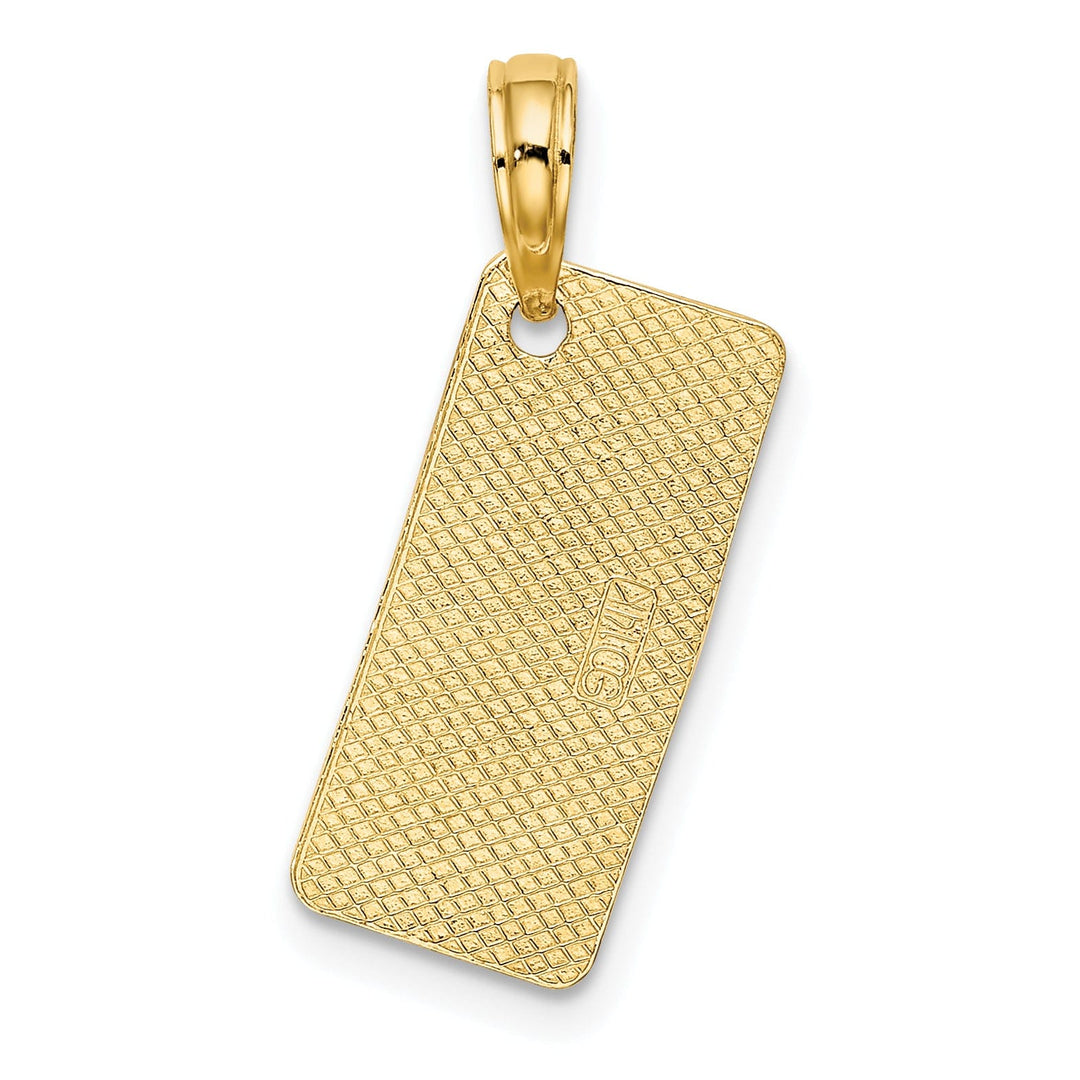 14K Yellow Gold Polished Texture Finish NEW JERSEY-LBI (Long Beach Island) License Plate Charm Pendant