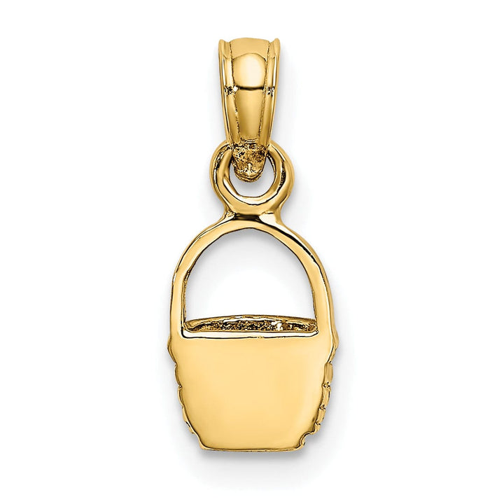 14K Yellow Gold Polished Finish 2-Dimensional Flat Back Mini Basket Charm Pendant