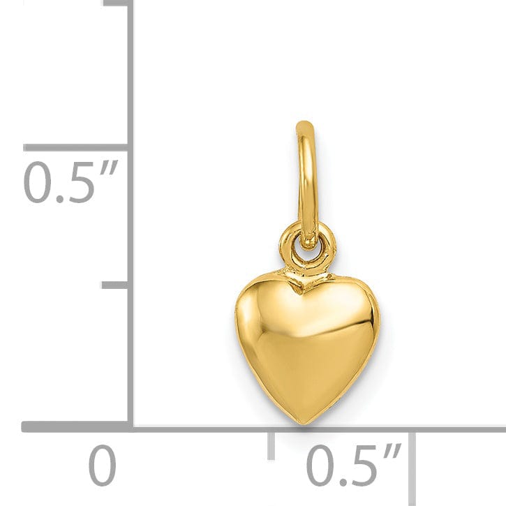 14K Yellow Gold Hollow PolishedFinish 3-Dimensional Small Size Puffed Heart Design Charm Pendant