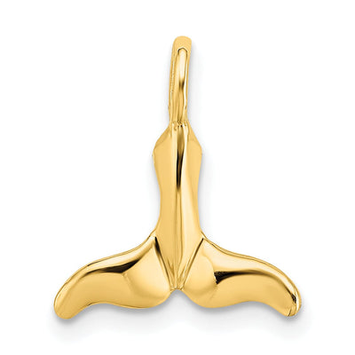 14K Yellow Gold Polished Finish Mini Size Whale Tail Charm Pendant
