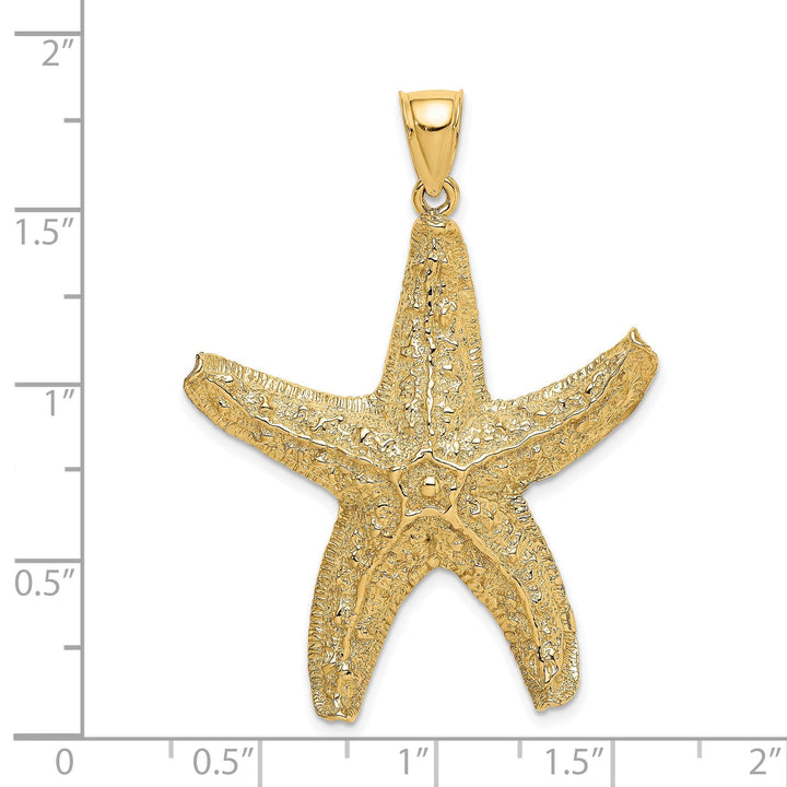 14K Yellow Gold Polished Large Size Starfish Pendant