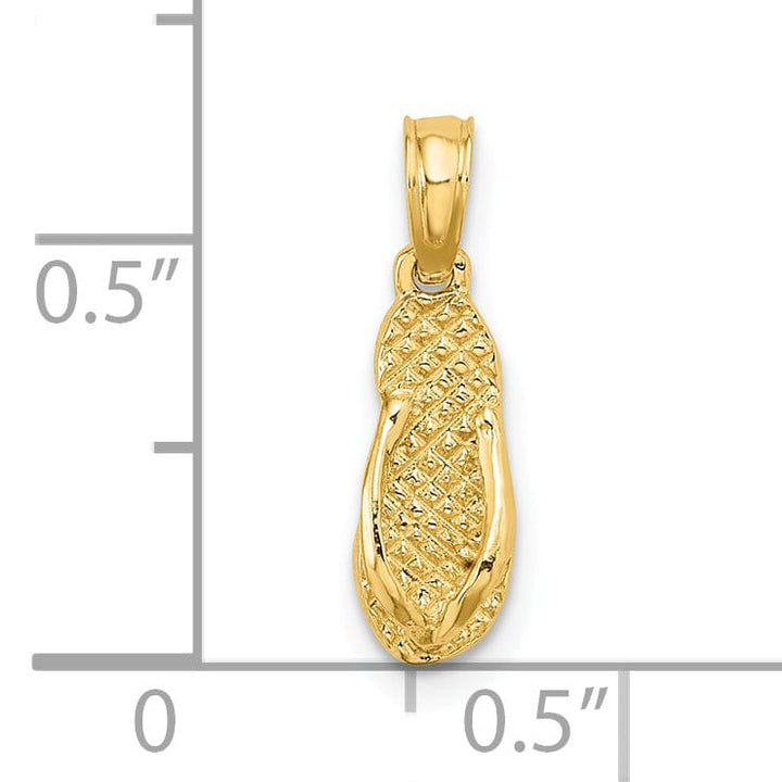 14k Yellow Gold Polished Textured Finish 3-Dimensional JAMAICA Flip-Flop Sandle Charm Pendant