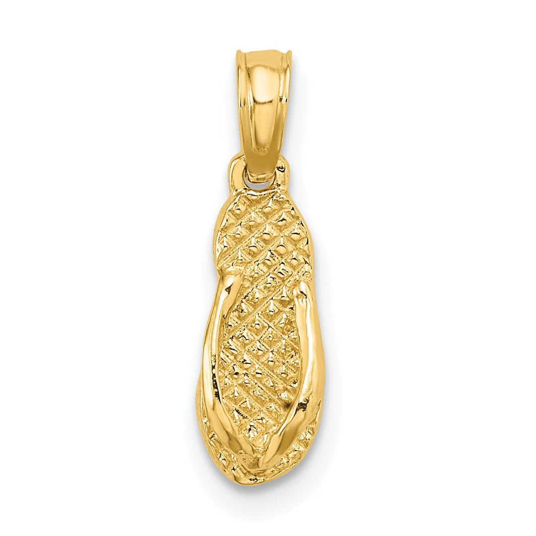 14k Yellow Gold Polished Textured Finish 3-Dimensional JAMAICA Flip-Flop Sandle Charm Pendant