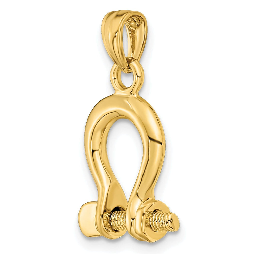 14K Yellow Gold Polished Finish 3-D Medium Moveable Ship Shackle Charm