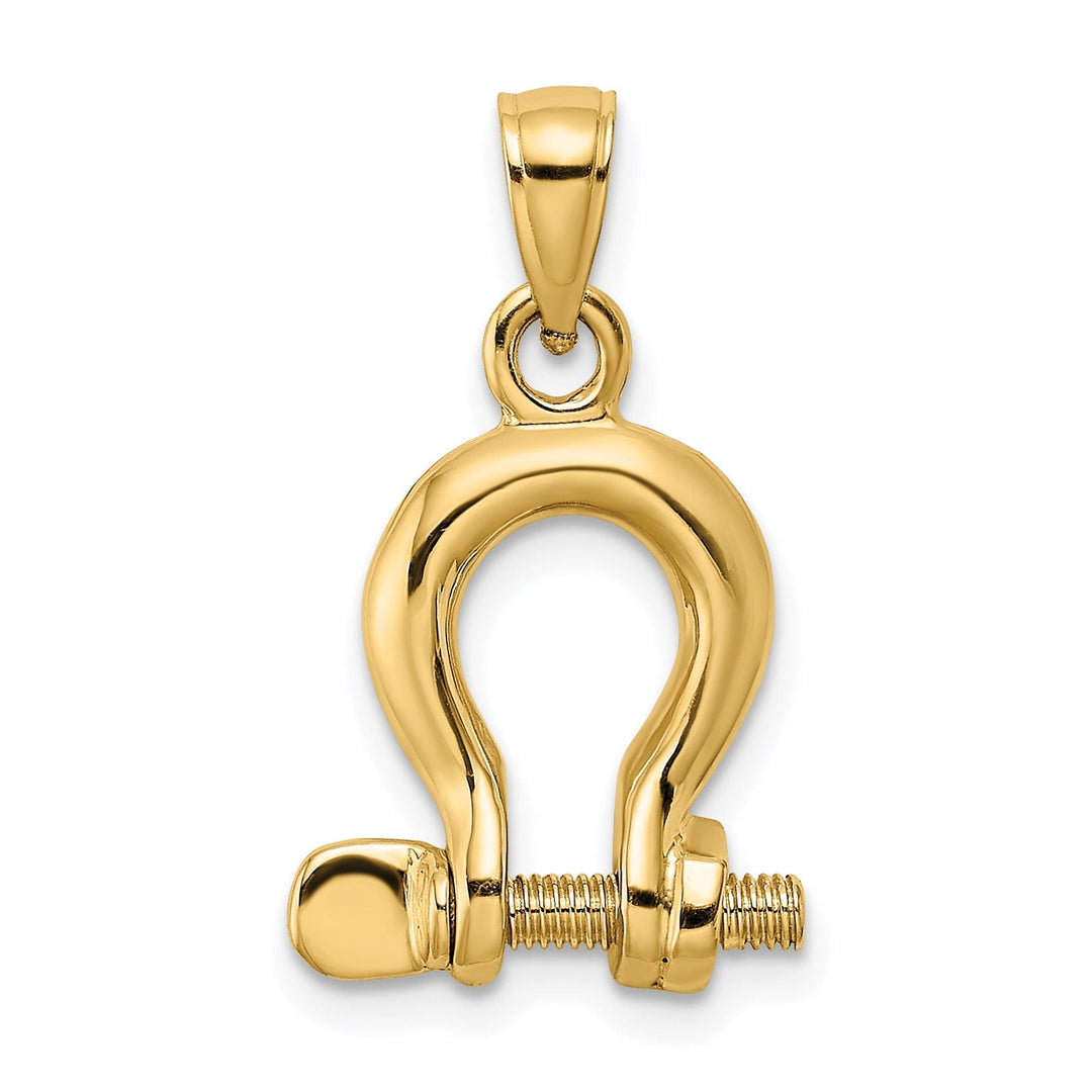 14K Yellow Gold Polished Finish 3-D Medium Moveable Ship Shackle Charm