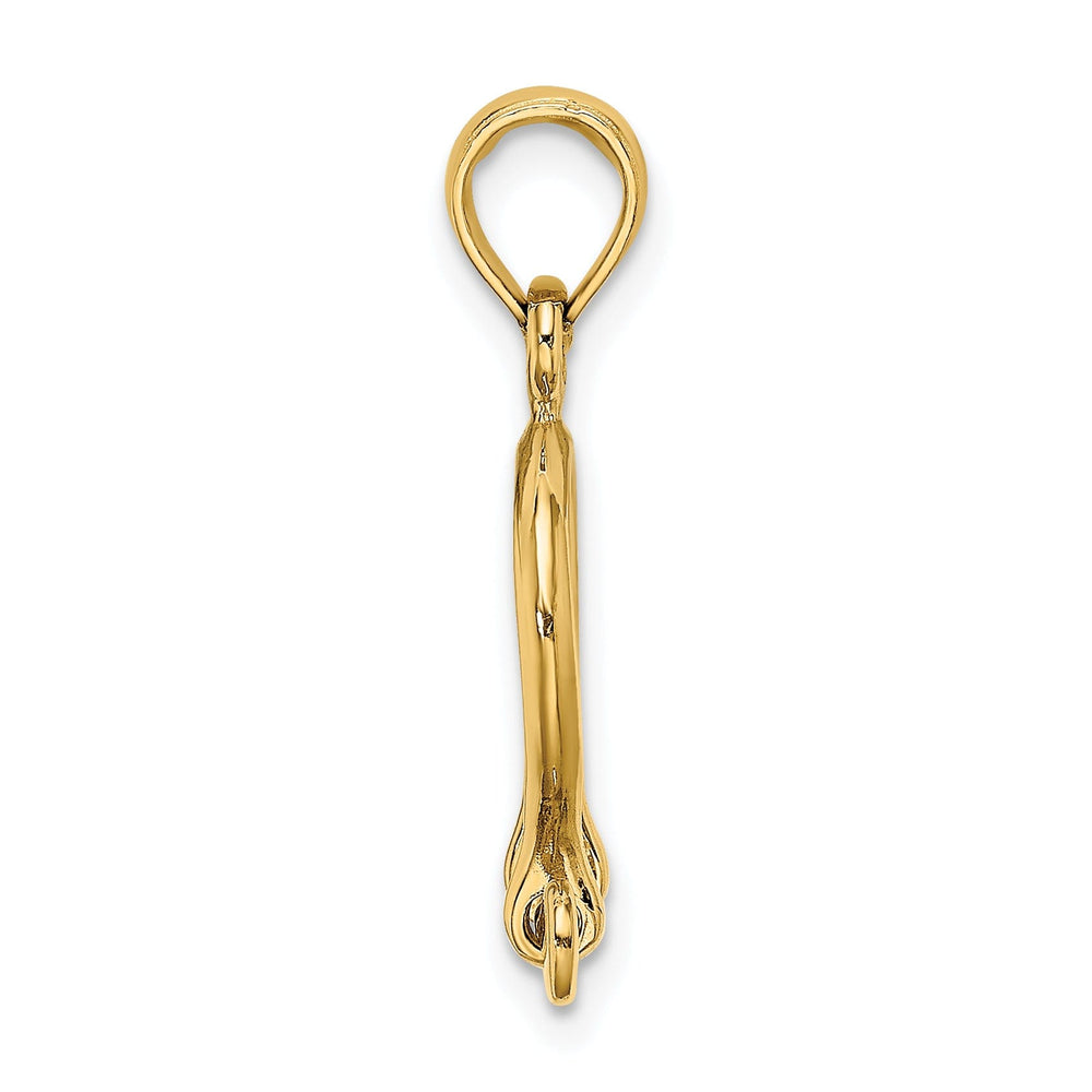 14K Yellow Gold Polished Finish 3-D Small Ship Shackle Link Screw Charm