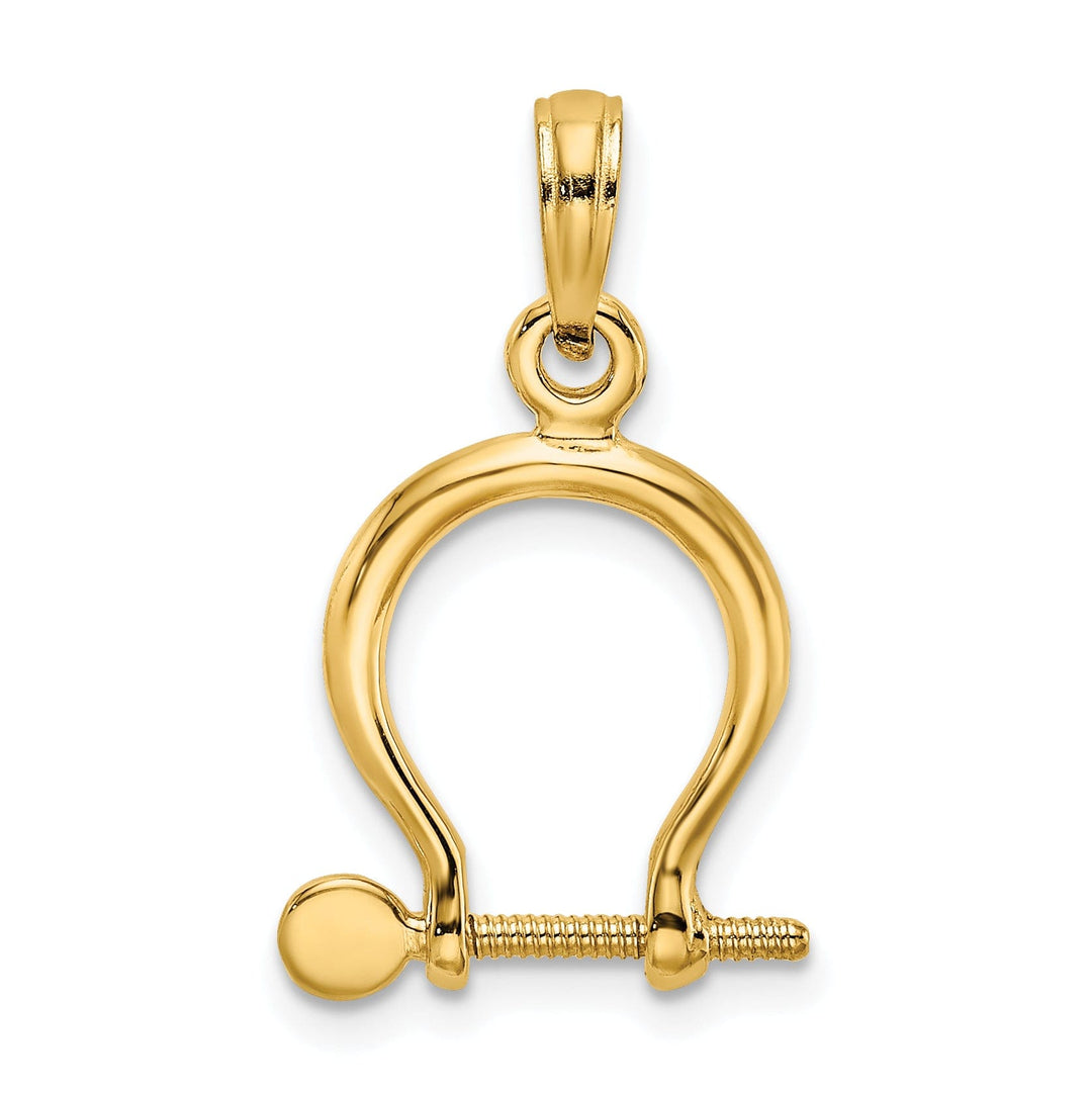 14K Yellow Gold Polished Finish 3-D Small Ship Shackle Link Screw Charm