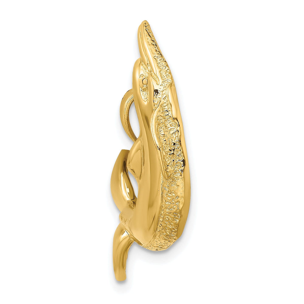 14K Yellow Gold Polished Textured Finish Dolphin Charm Pendant