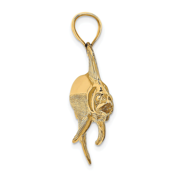 14K Yellow Gold Polished Satin Finish 3-Dimensional Swordfish Charm Pendant
