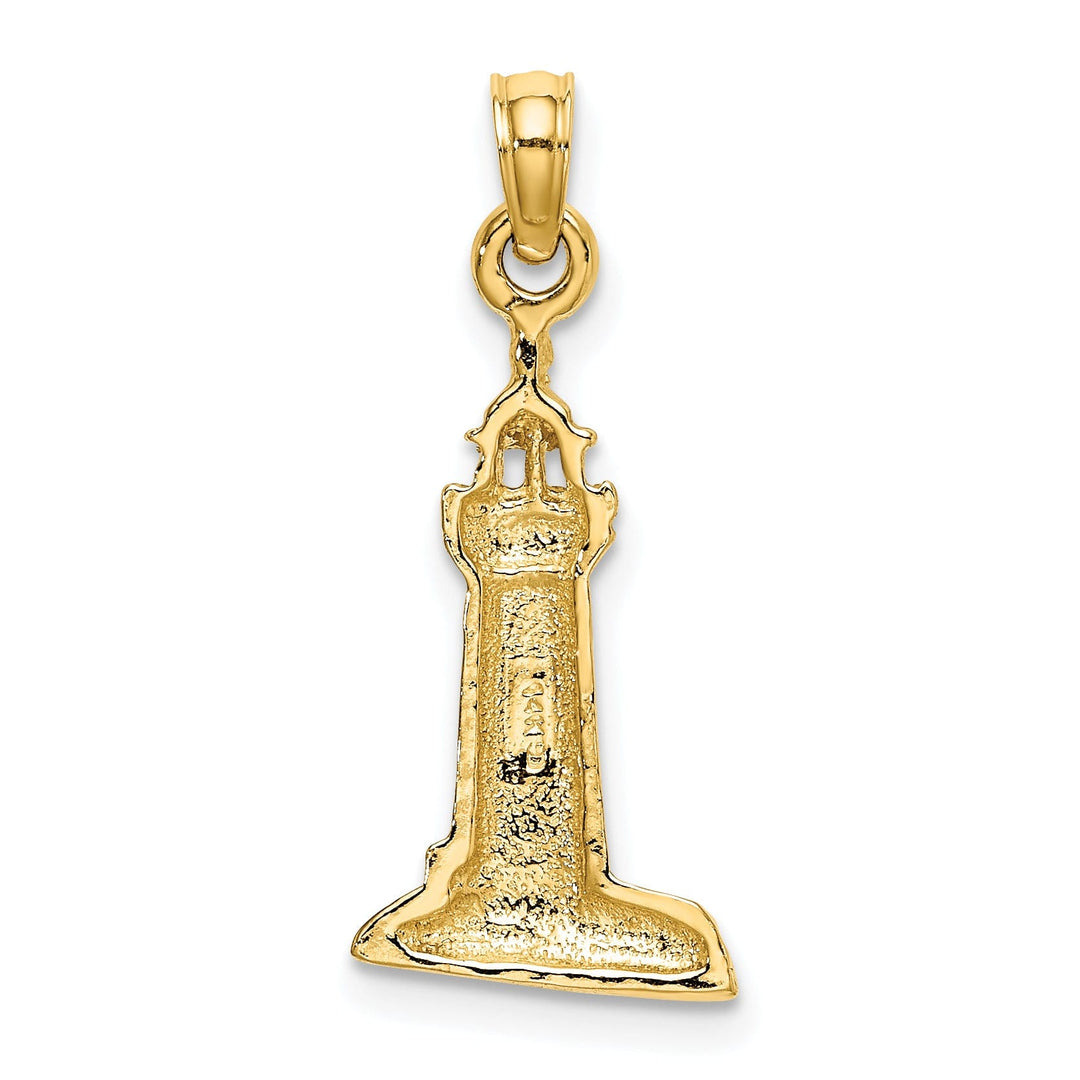 14K Yellow Gold Polished Texture Finish 2-D Lighthouse Charm