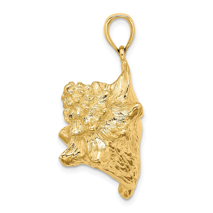 14K Yellow Gold Polished Finish 3-Dimensional Conch Shell Charm Pendant