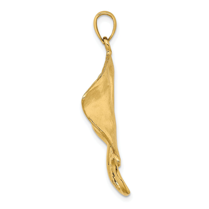 14k Yellow Gold Solid Open Back Casted Polished Finish Stingray Charm Pendant