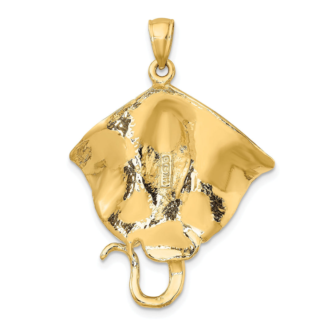 14k Yellow Gold Solid Open Back Casted Polished Finish Stingray Charm Pendant