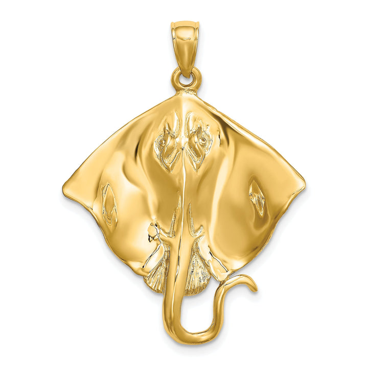 14k Yellow Gold Solid Open Back Casted Polished Finish Stingray Charm Pendant