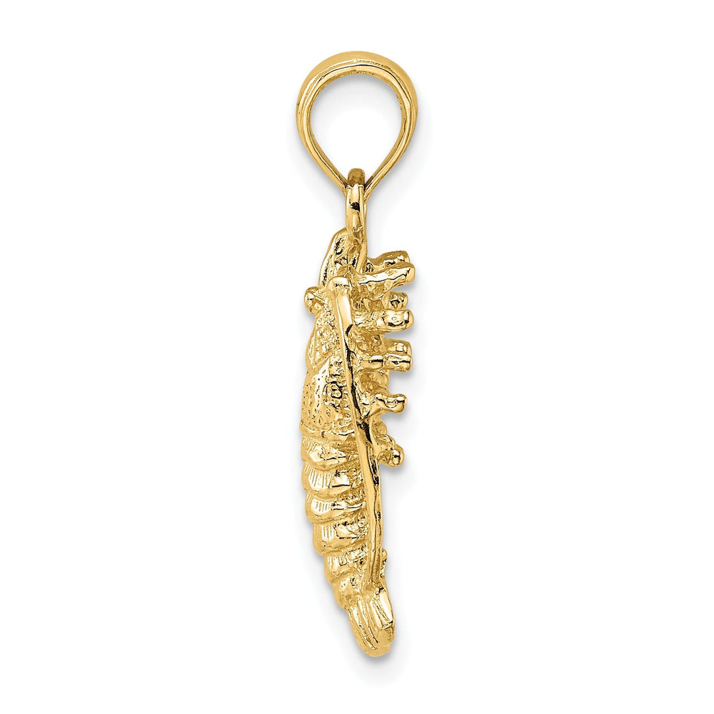 14K Yellow Gold Polished Finish Solid Florida Lobster with Out Claws Charm Pendant