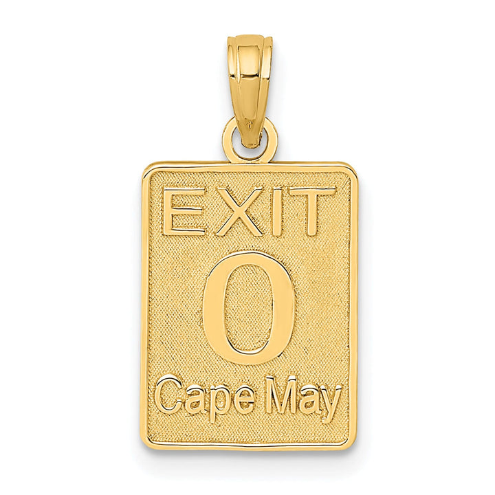 14k Yellow Gold Polished Textured Finish 0 EXIT CAPE MAY Marker Charm Pendant