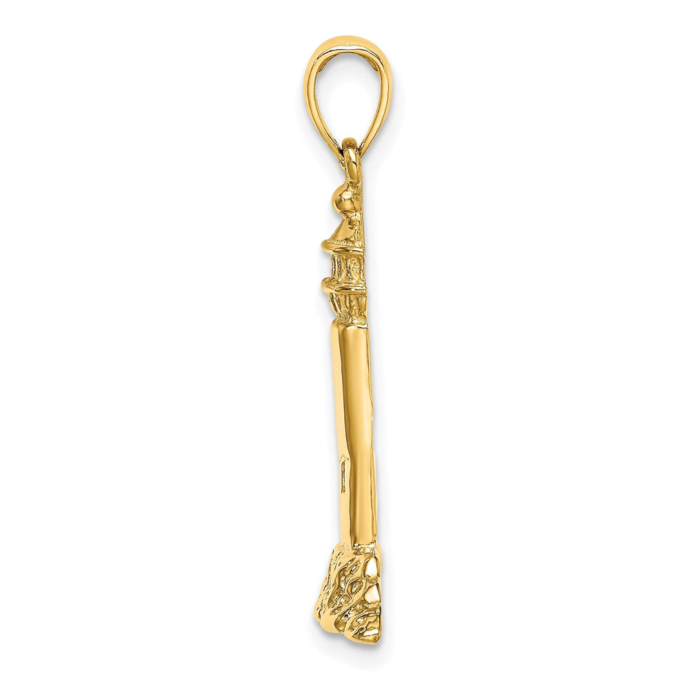 14K Yellow Gold Polished Finished Lighthouse with Side Building Charm