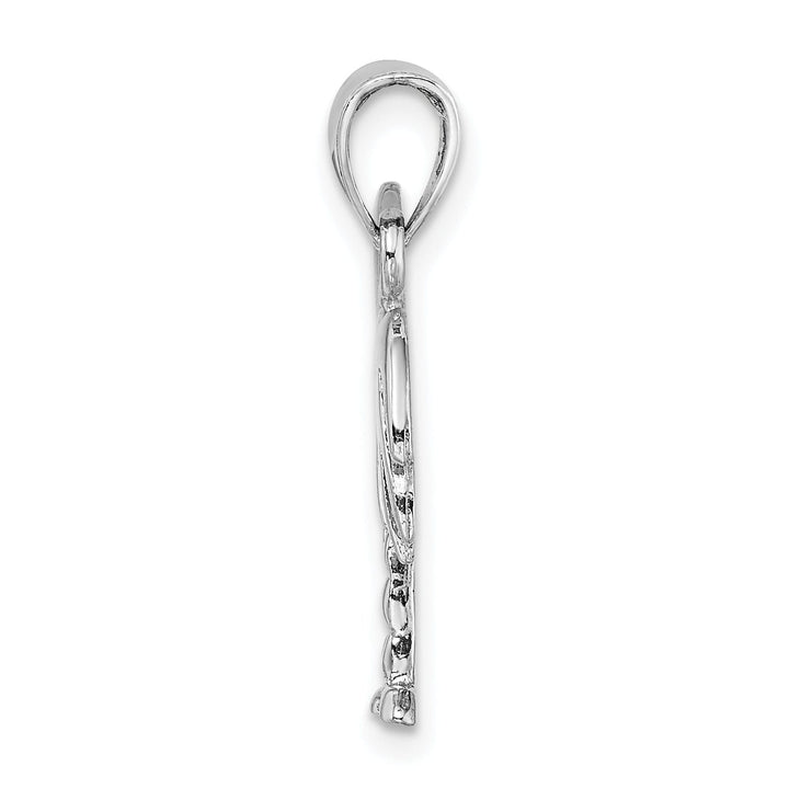 14K White Gold Polished Finish Concave Shape Charleston Palm Tree with Moon Design Charm Pendant