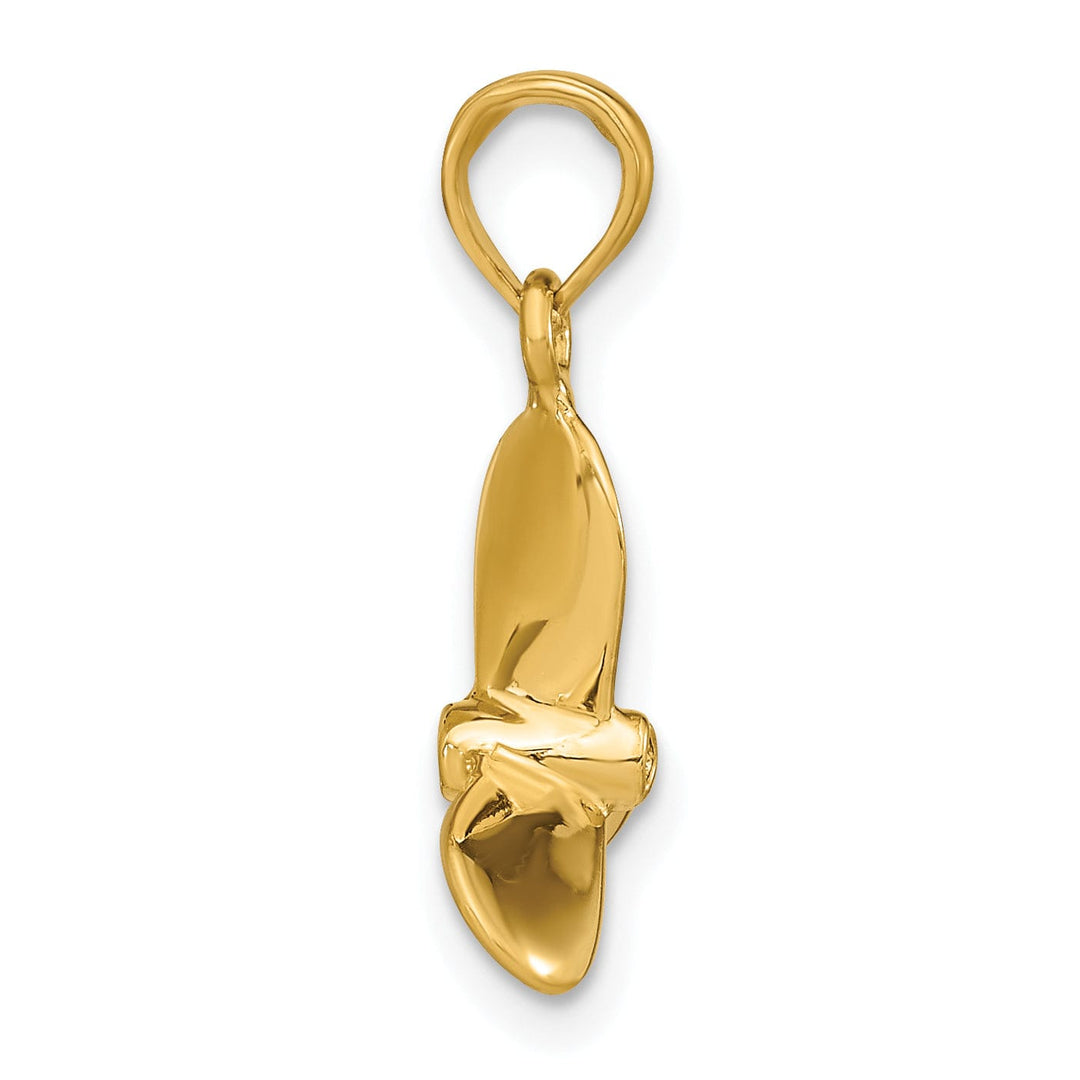 14K Yellow Gold Polished Finish 3-D 3 Blades Boat Propeller Charm