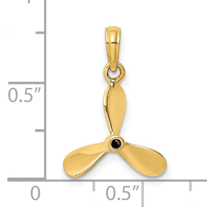 14K Yellow Gold Polished Finish 3-D 3 Blades Boat Propeller Charm