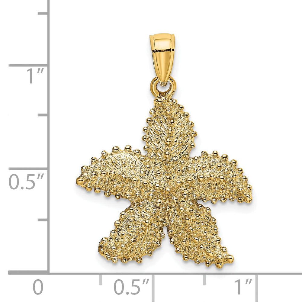 14K Yellow Gold Textured Polished Finish Beaded Design Starfish Charm Pendant