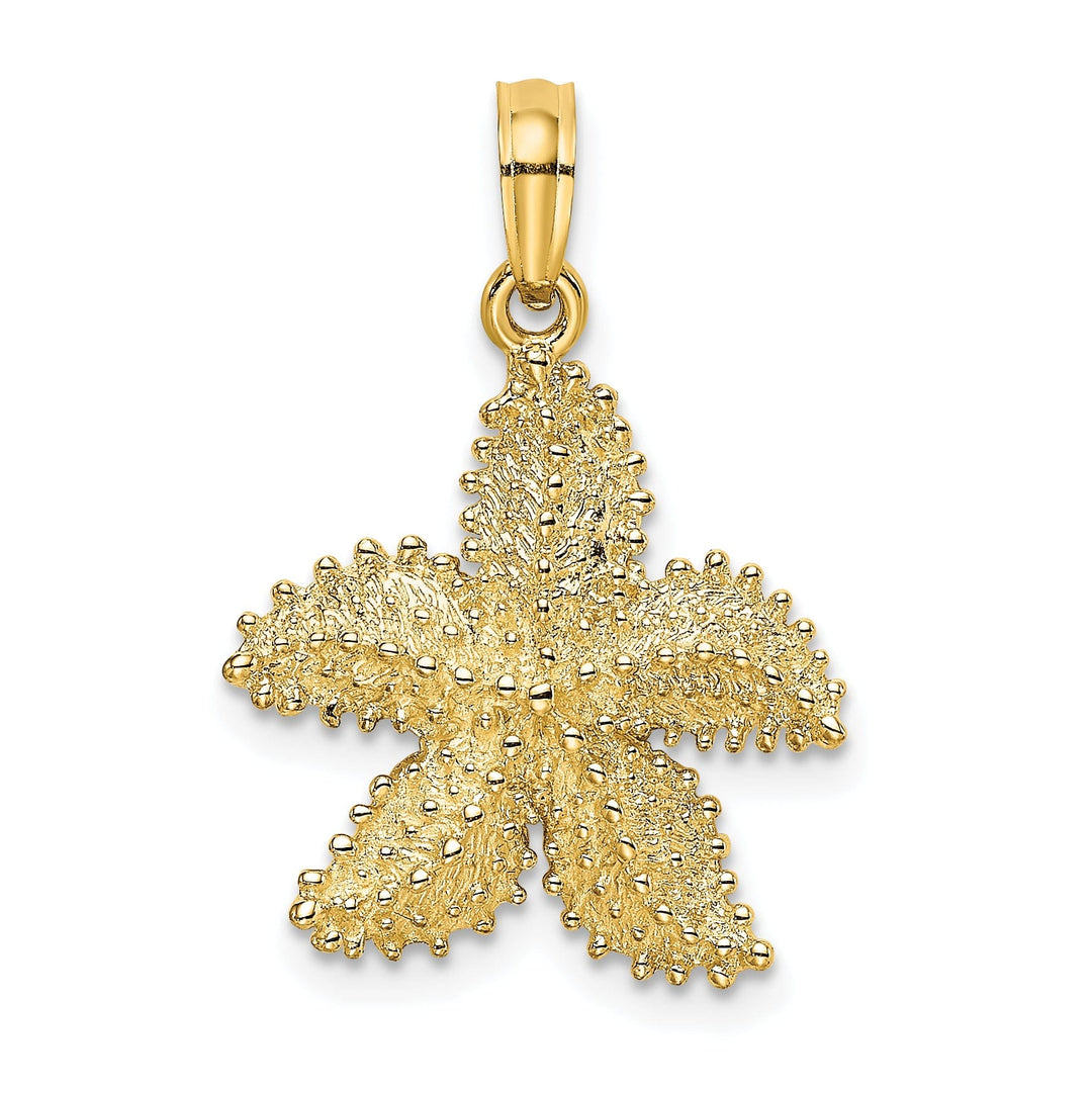 14K Yellow Gold Textured Polished Finish Beaded Starfish Charm Pendant