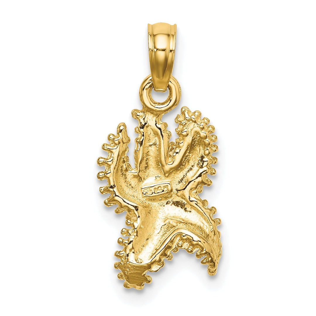 14K Yellow Gold Textured Polished Finish Starfish Bead Design Charm Pendant