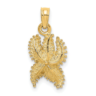 14K Yellow Gold Textured Polished Finish Starfish Bead Design Charm Pendant