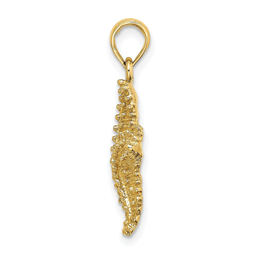 14K Yellow Gold Textured Polished Finished Starfish Bead Design Charm Pendant