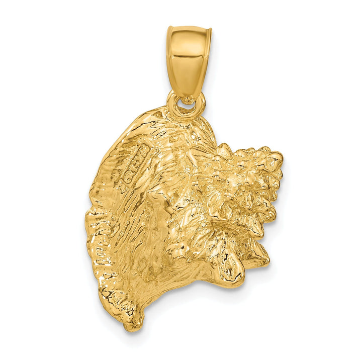 14K Yellow Gold Polish Finish 3-Dimensional Conch Shell Charm Pendant